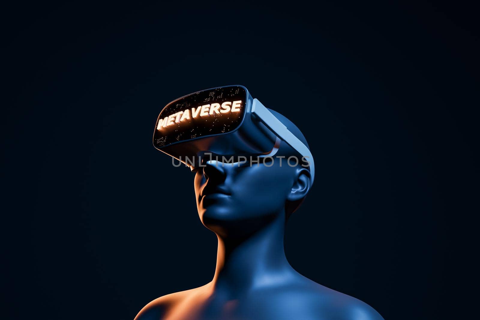 3d futuristic woman with metaverse VR glasses by asolano