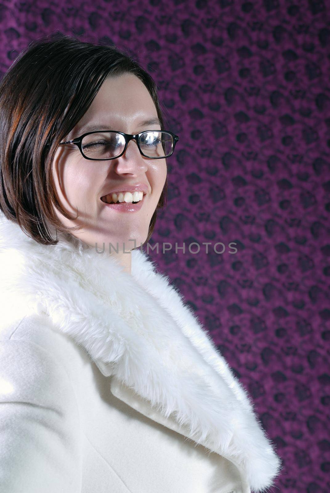 pretty woman in white coat