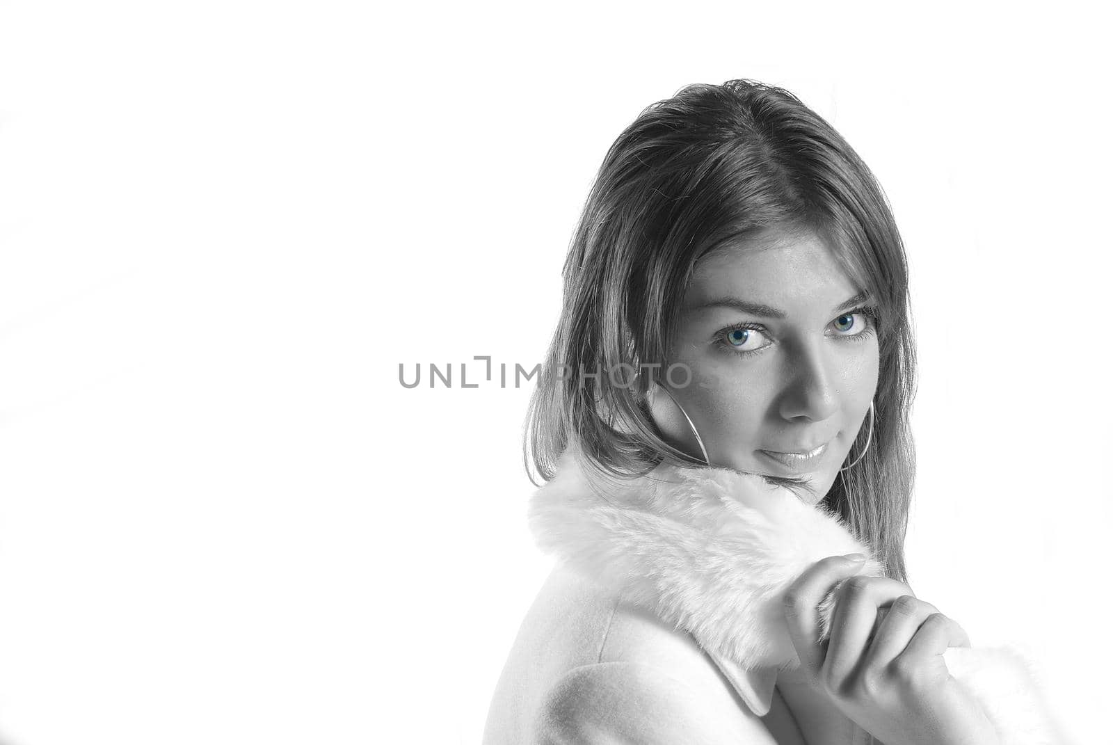 pretty woman in white coat 