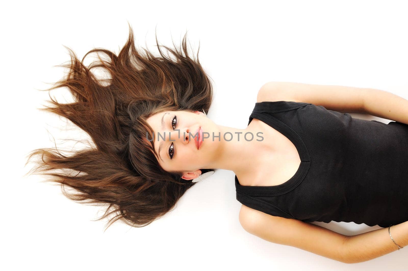 young happy and healthy woman isolated on white