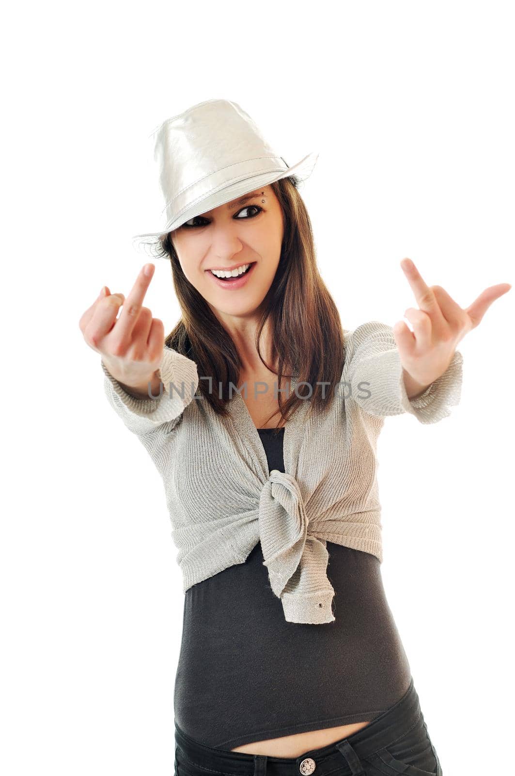 casual beautiful young happy woman isolated on white representing fashion concept