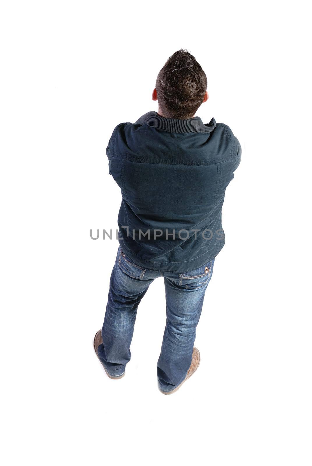 young boy in jacket isolated on white background