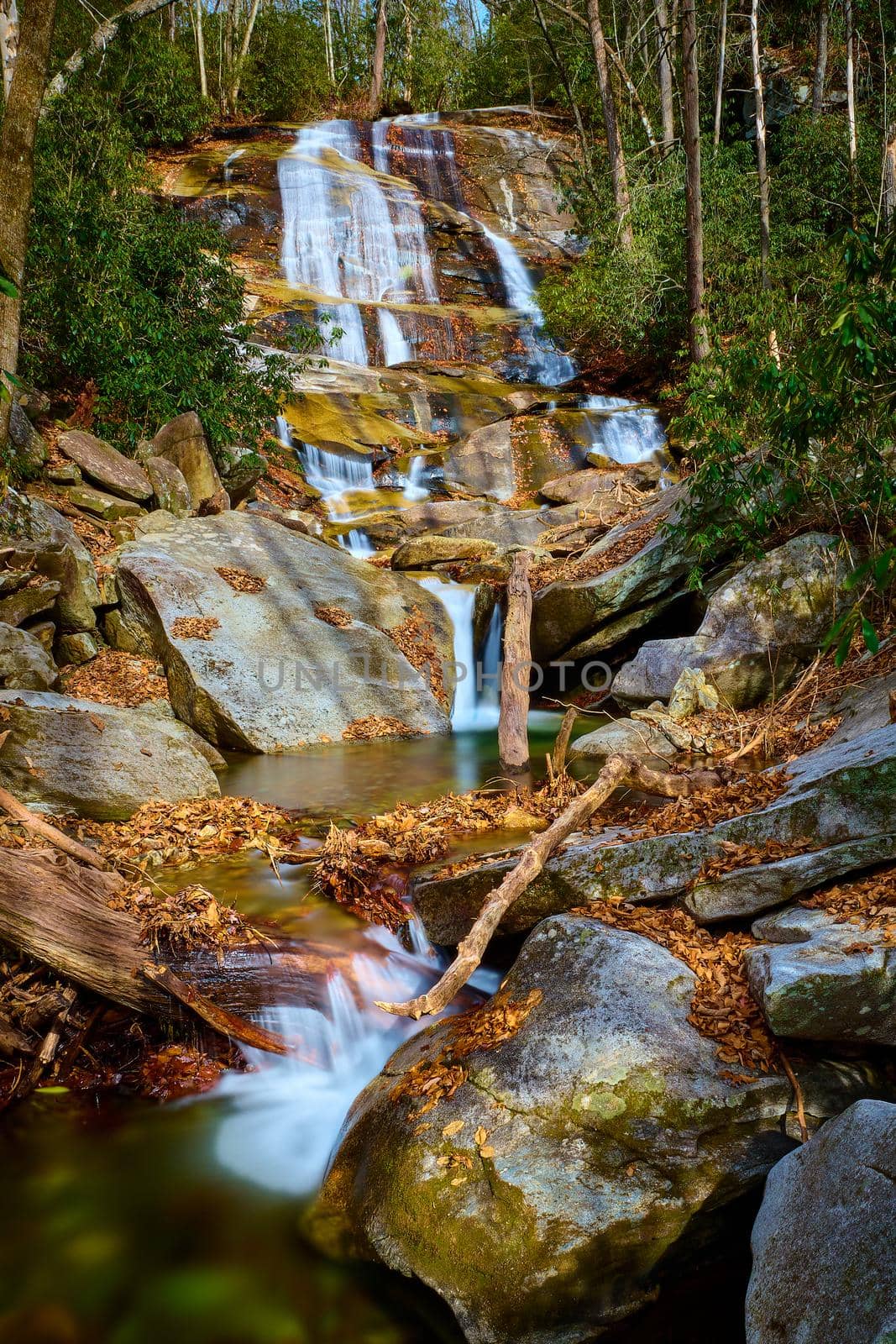 Cove Creek Falls in Brevard North Carolina, USA.