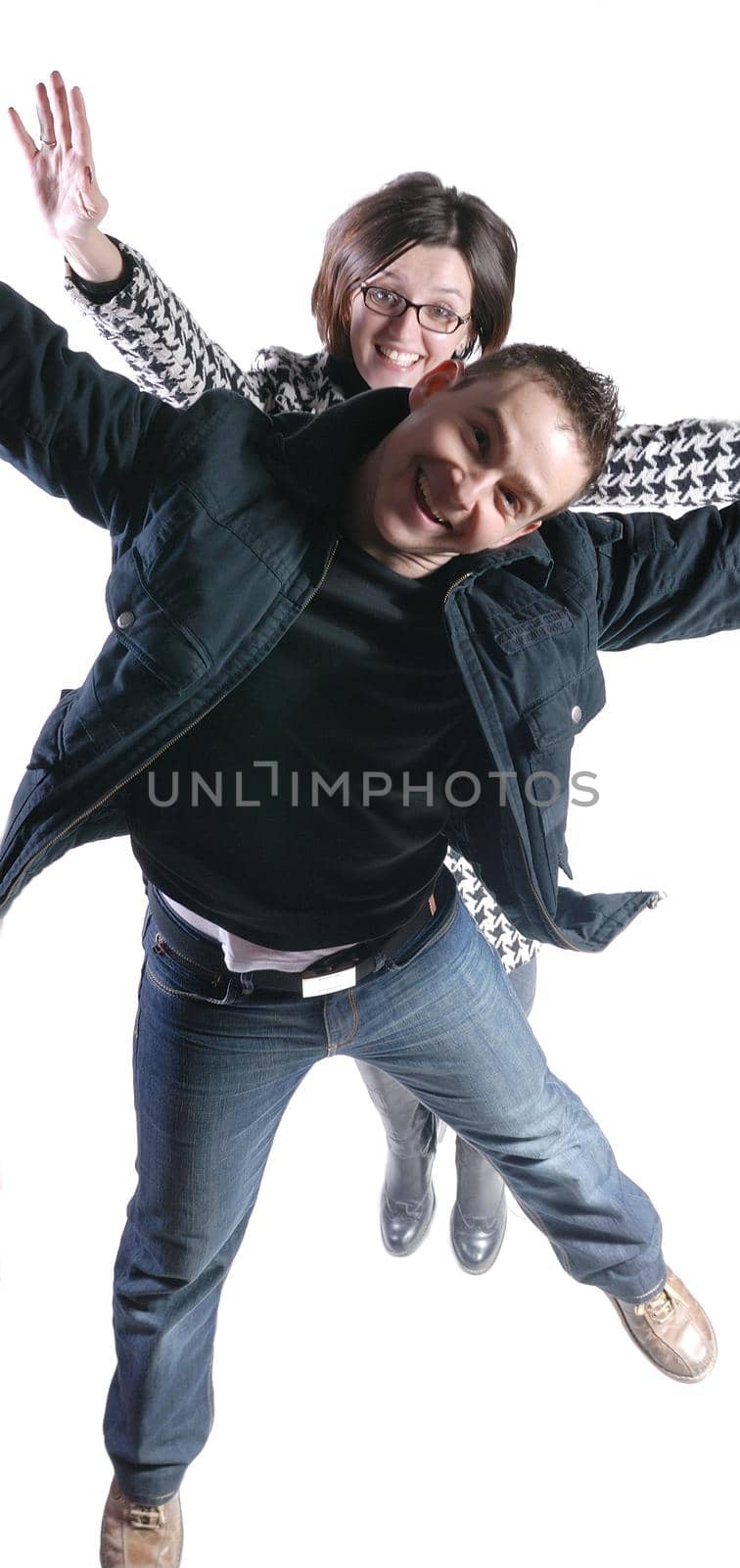 woman and man isolated on white background