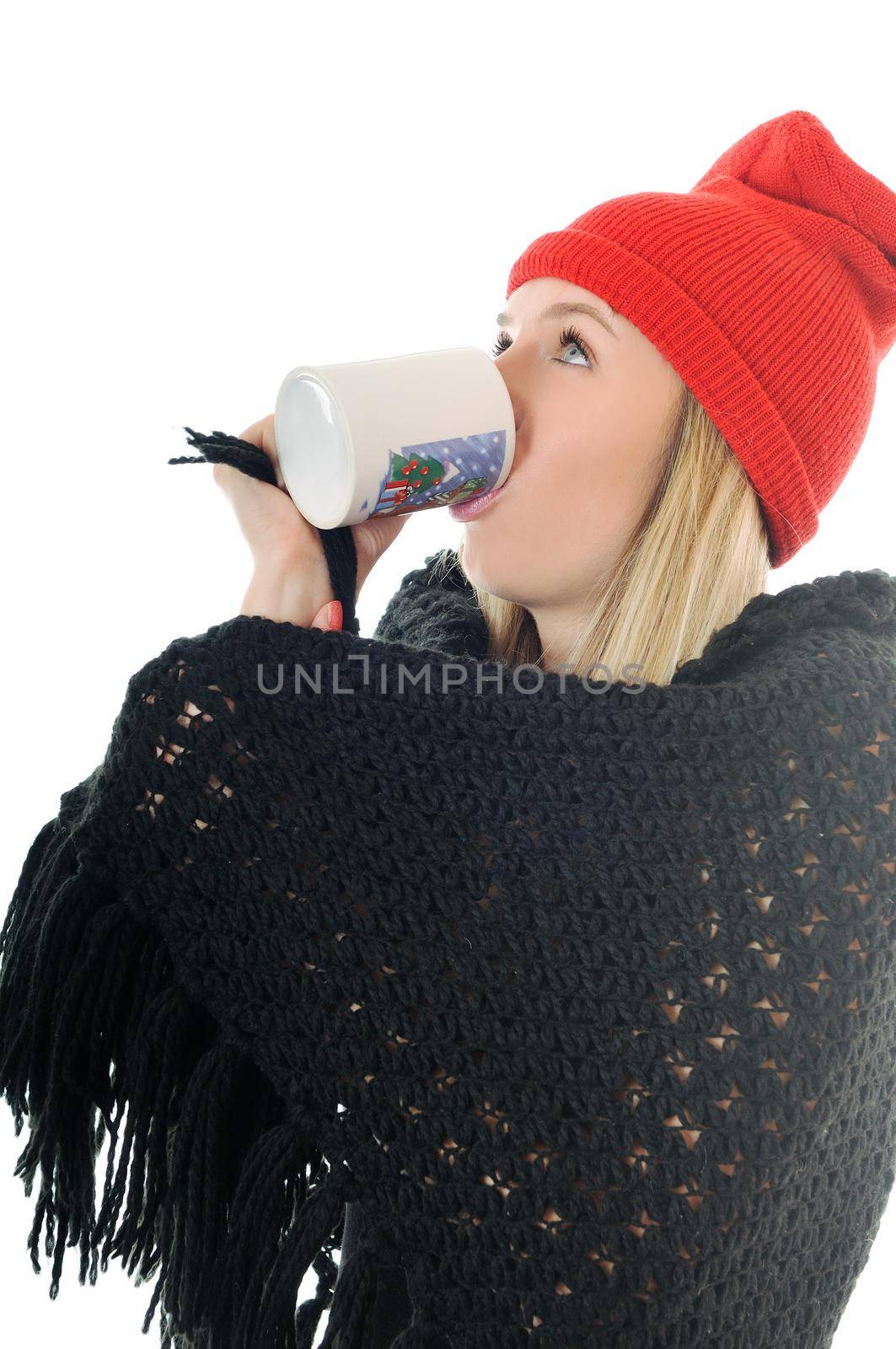 ill woman isolated on white
