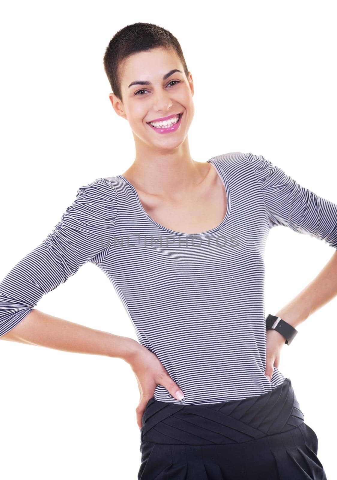 brunette female  model posing isolated on white background by dotshock