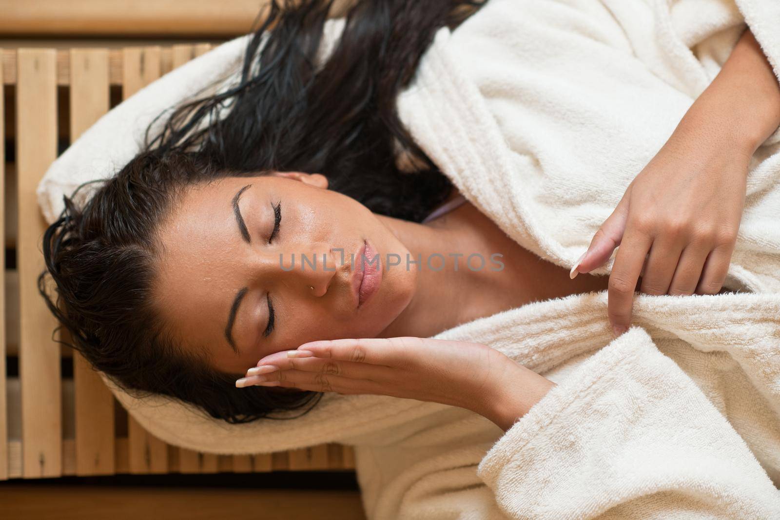 Young woman take a steam bath by dotshock