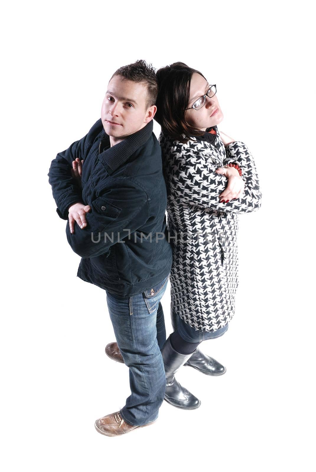 woman and man isolated on white background