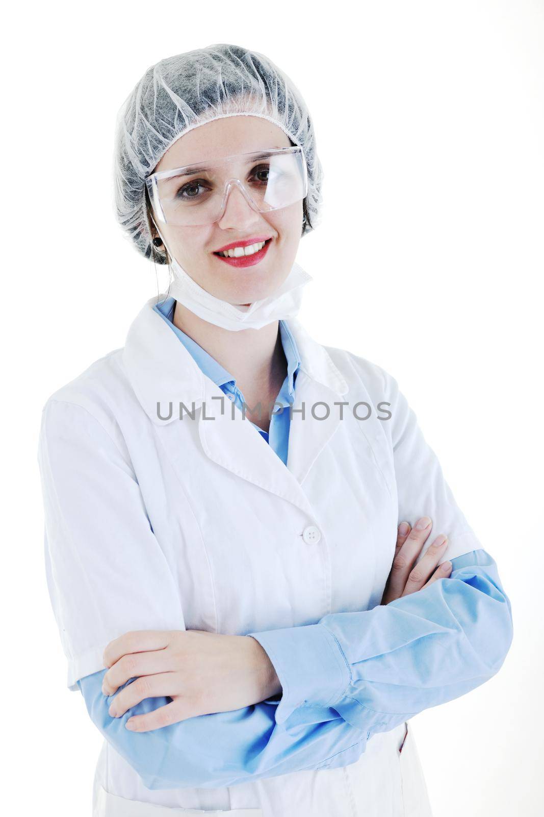 isolated adult woman nurse portrait with stethoscope