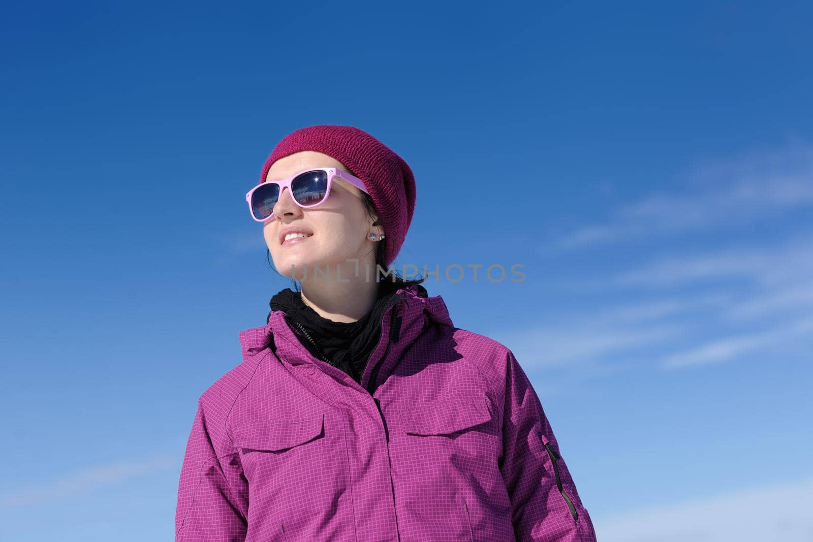 winter woman ski sport fun travel snow