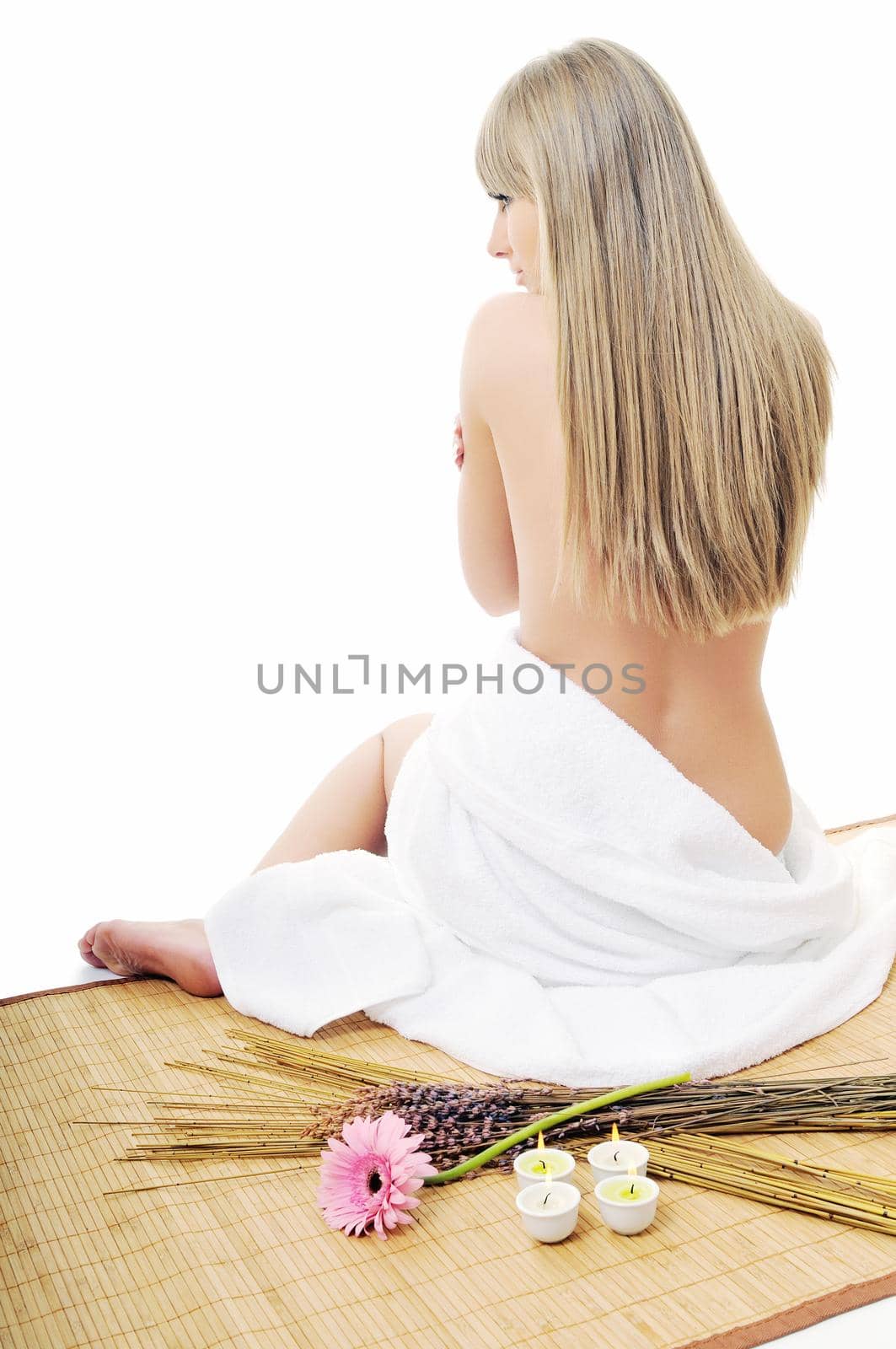 young beautiful woman  spa and beauty  treatment isolated on white