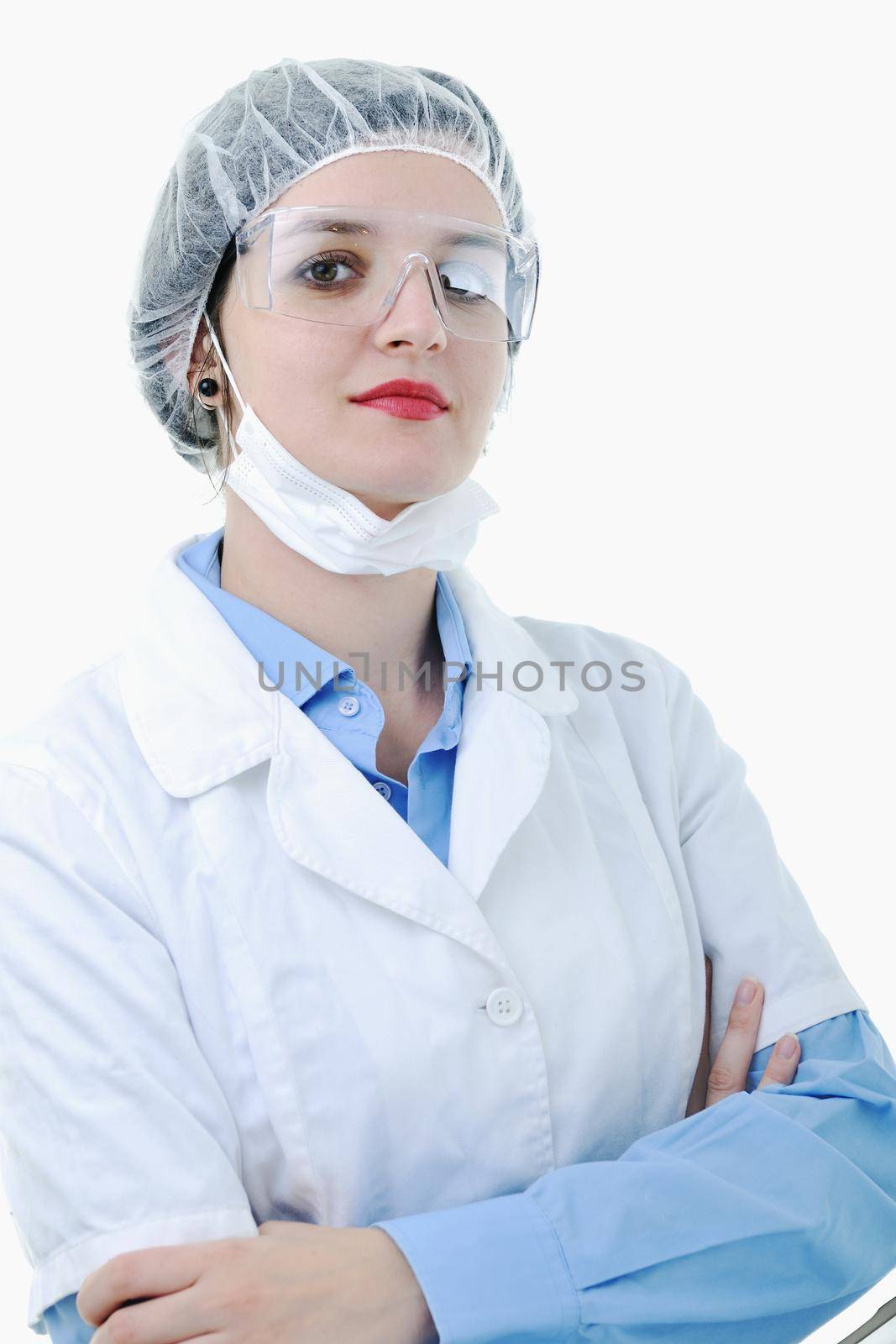 isolated adult woman nurse portrait with stethoscope