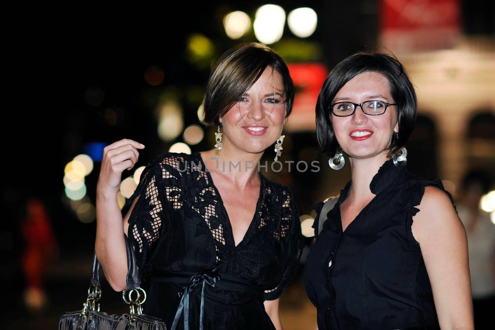 happy young woman lady have fun and party at city nightlife