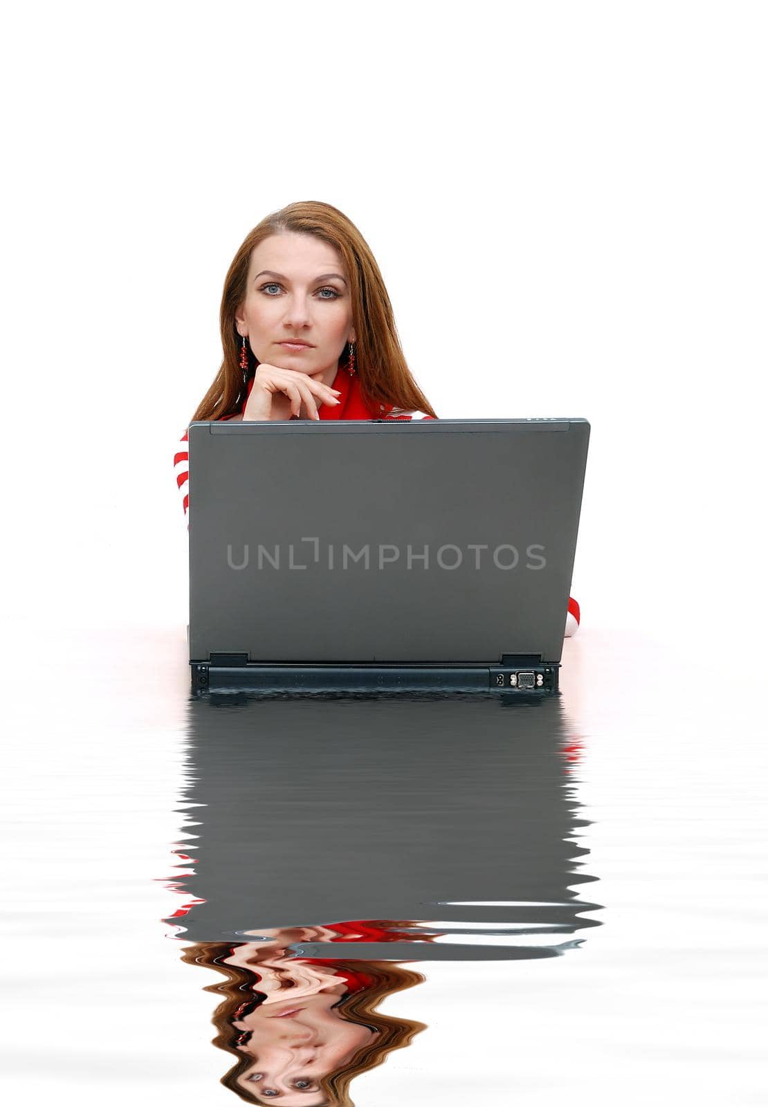 businesswoman  in red with reflection... by dotshock