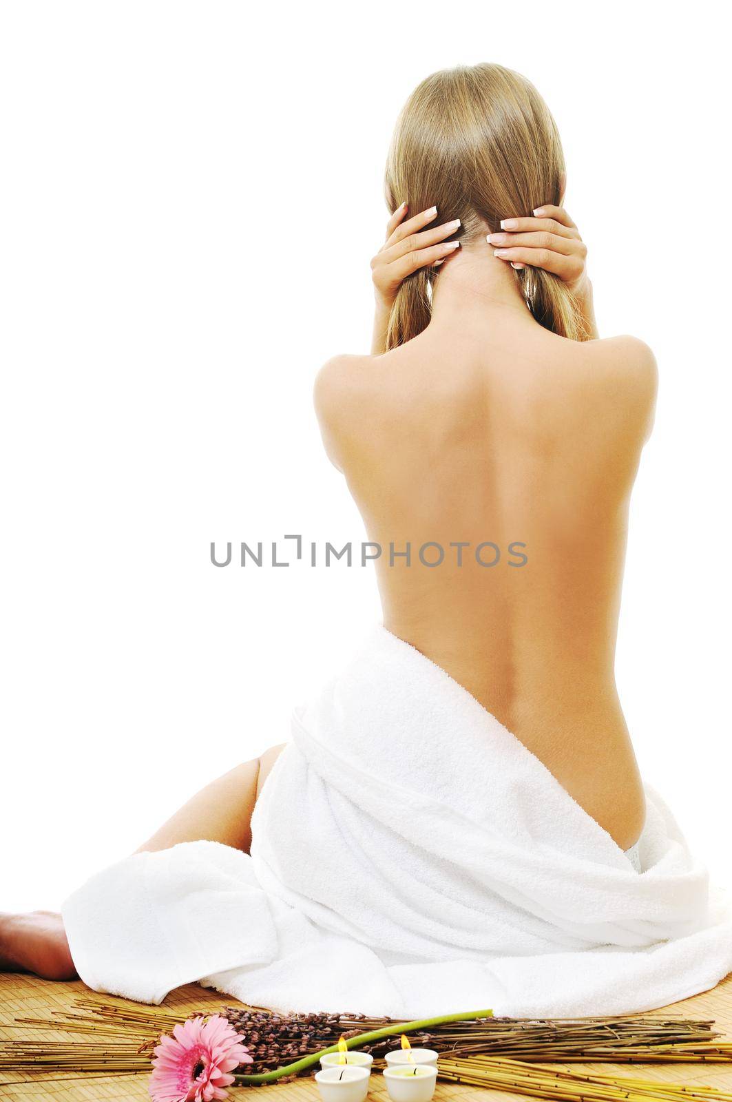  woman  spa and beauty   isolated on white