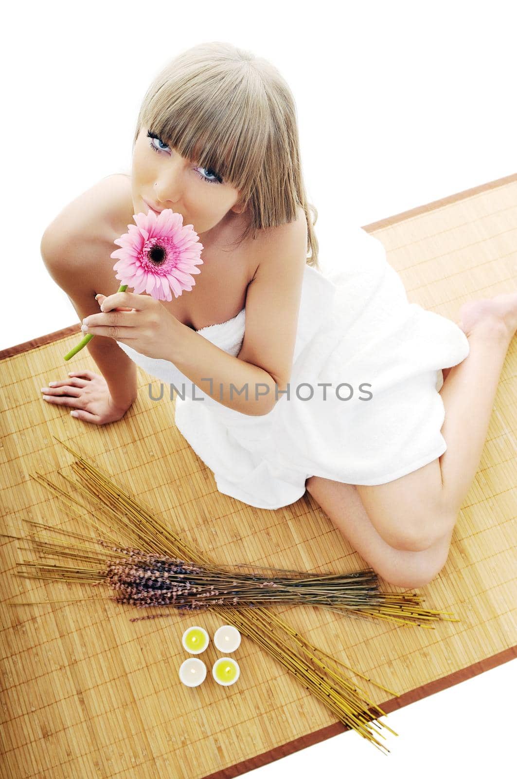 young beautiful woman  spa and beauty  treatment isolated on white