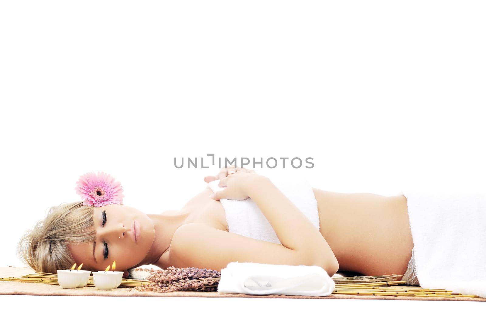 young beautiful woman  spa and beauty  treatment isolated on white