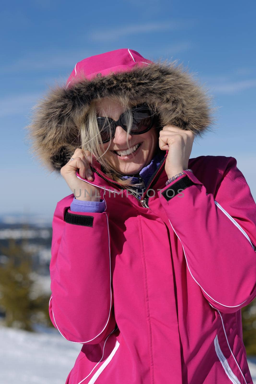 winter woman ski sport fun travel snow