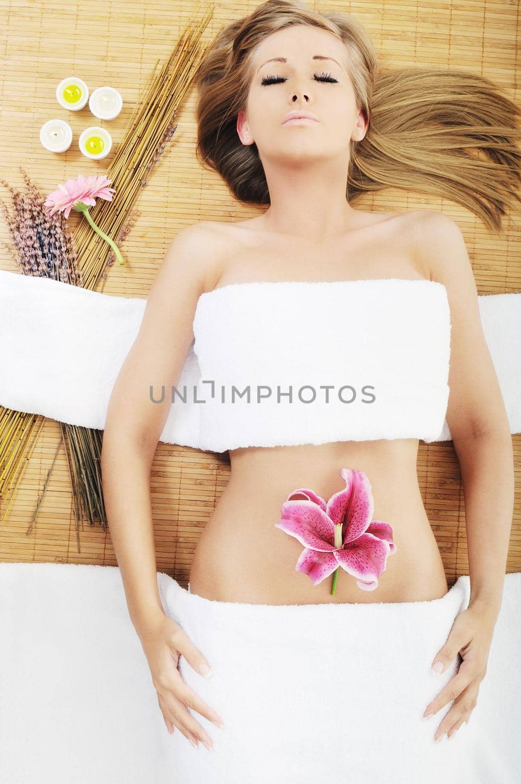 young beautiful woman  spa and beauty  treatment isolated on white