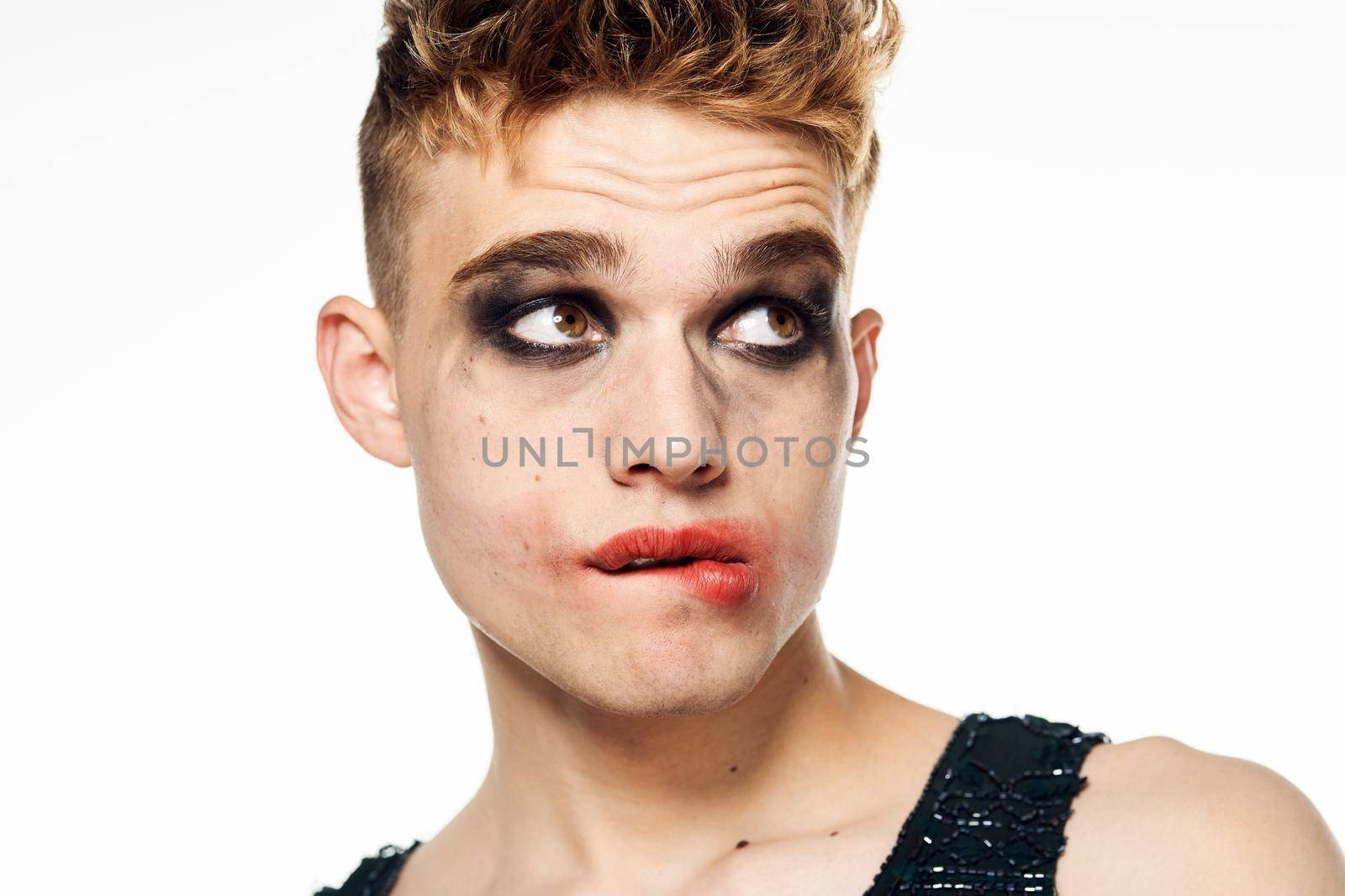 male transgender female makeup fashion posing studio by Vichizh