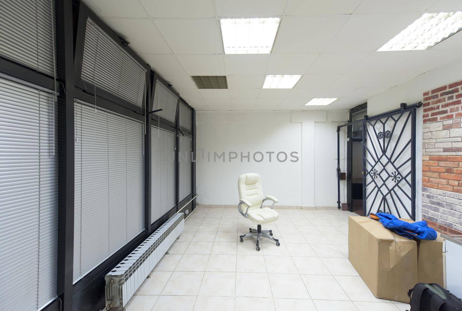 modern white office chair furiniture in empty startup business space