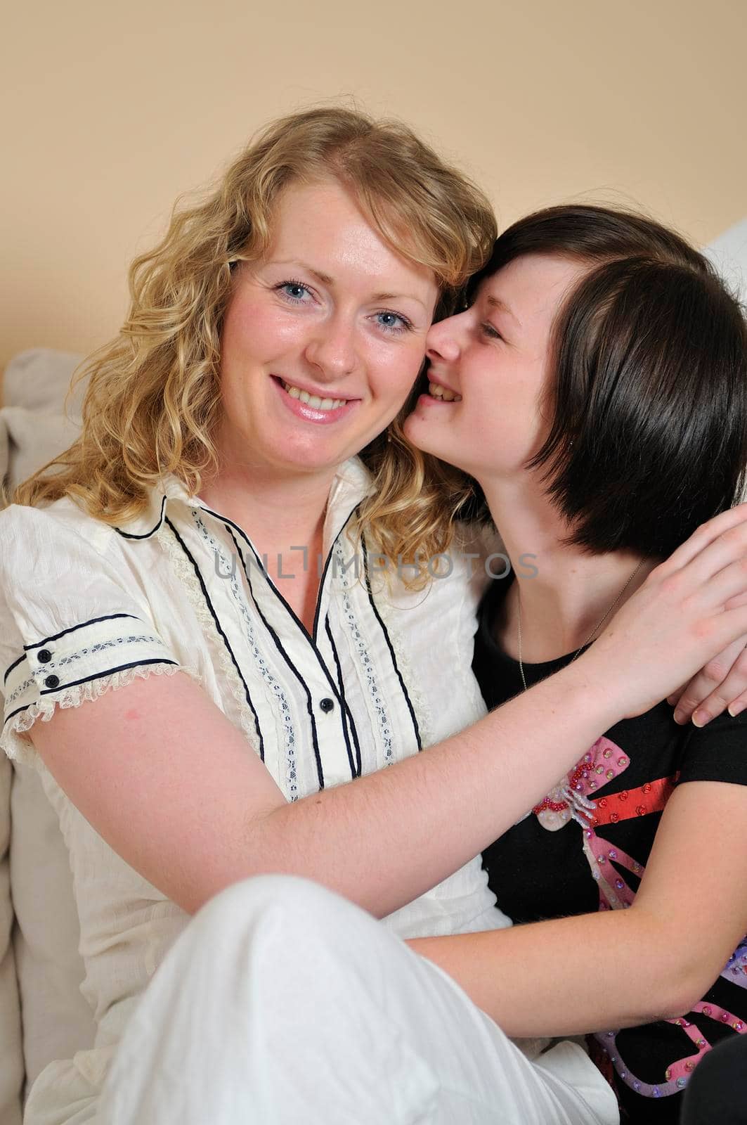 young blonde and brunette  woman portrait