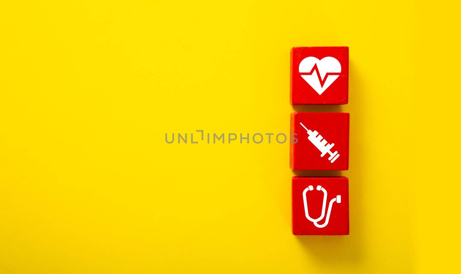 Medical health care wooden block icon. by tehcheesiong