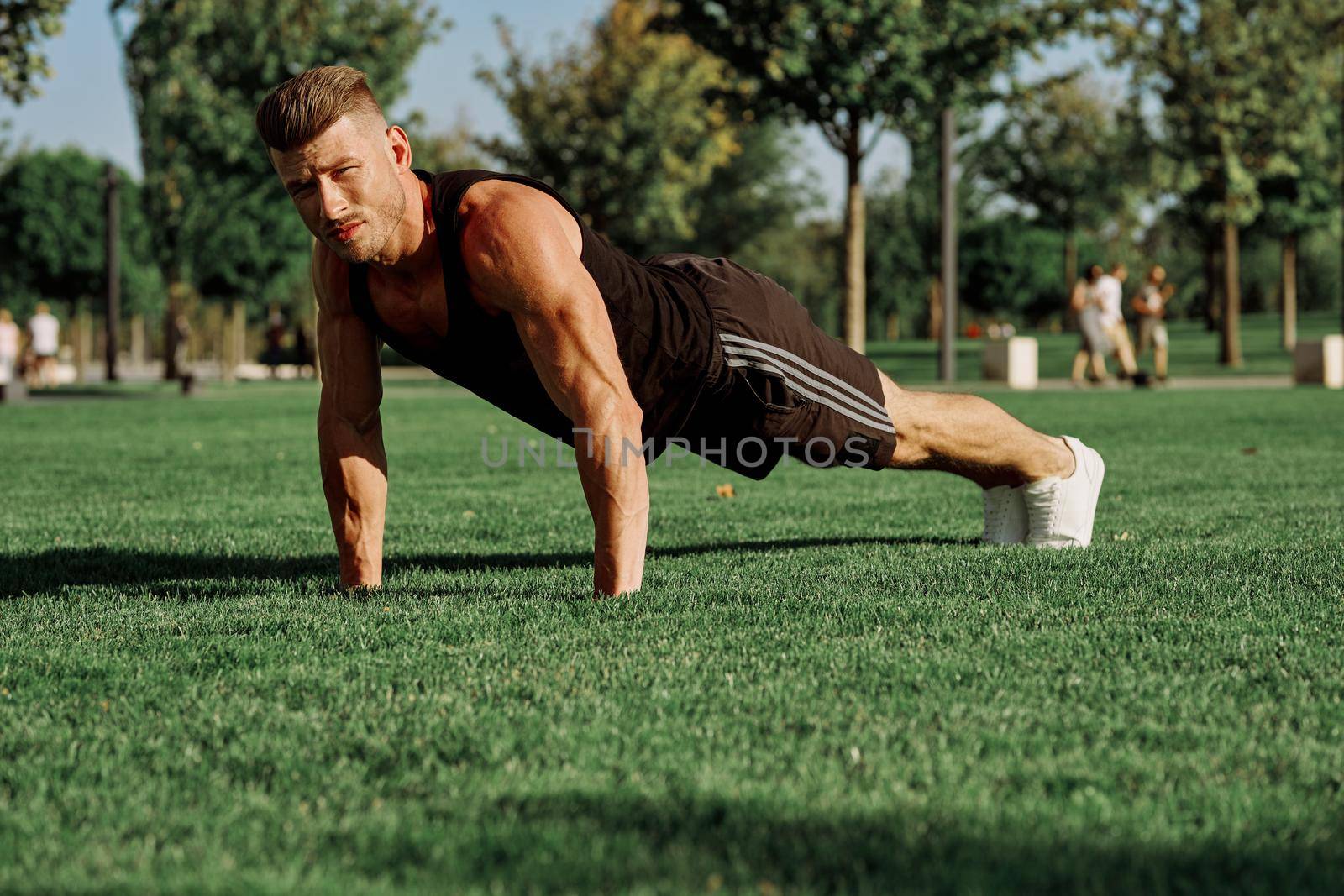 sports man workout party crossfit lifestyle nature. High quality photo