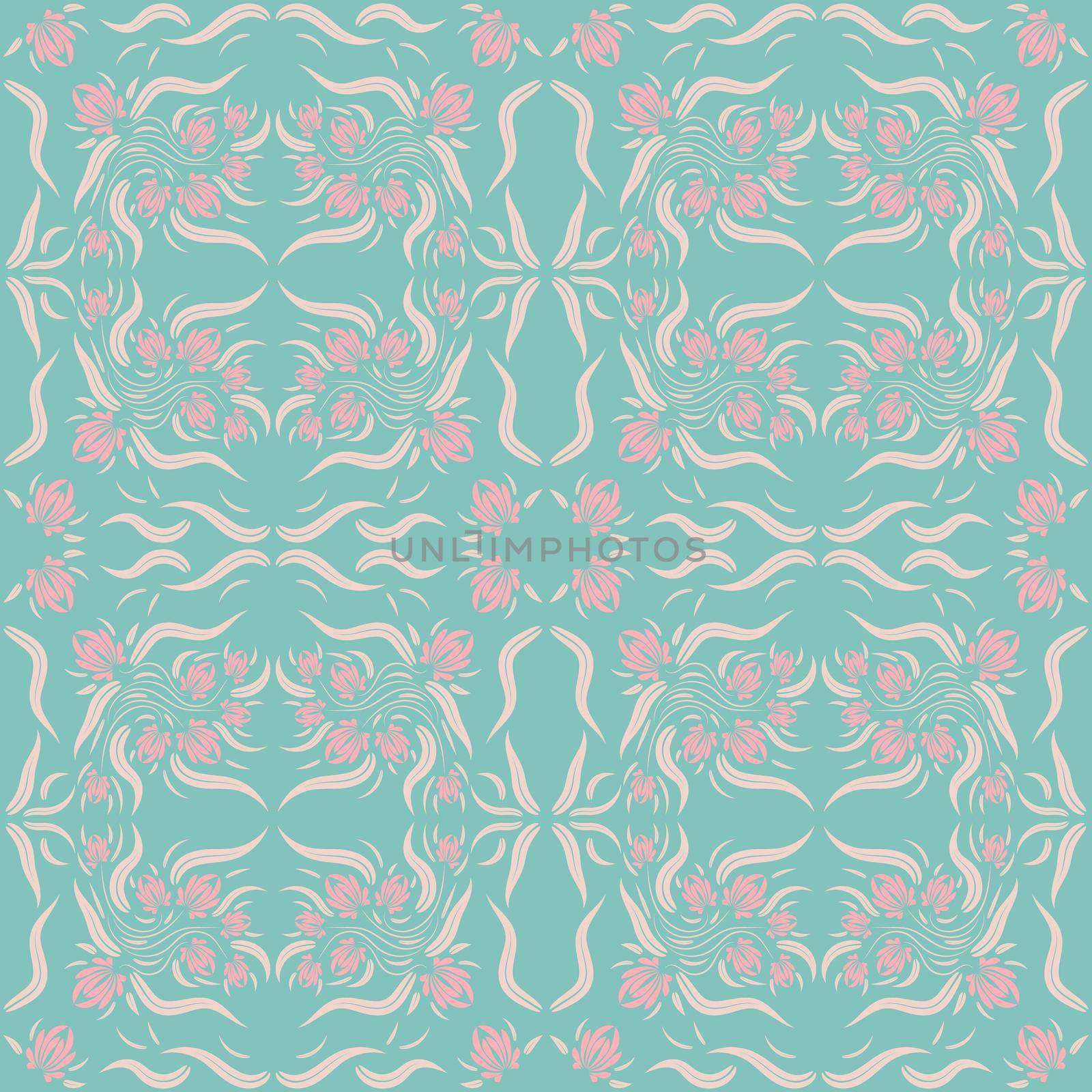 flower print pattern background with leaves, flowers, berries, for fabrics, wallpaper, interior, wall-coverings.  pattern with flowers and plants, floral illustration.