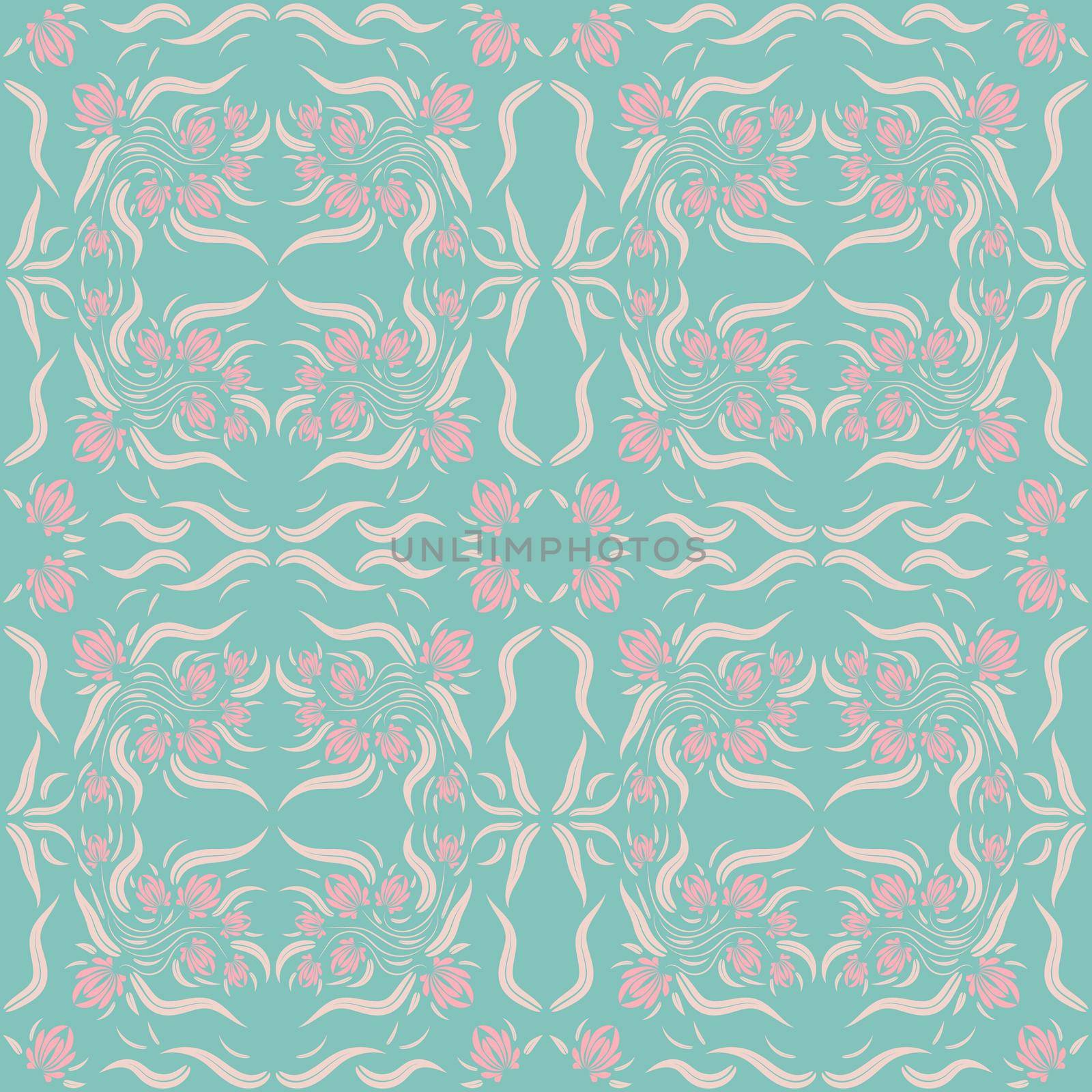 Floral folk damask pattern Fantasy flowers Floral geometric fantasy by eskimos