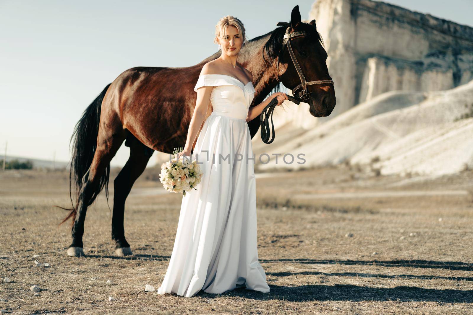 Portrait of a beautiful bride with horse by Fabrikasimf