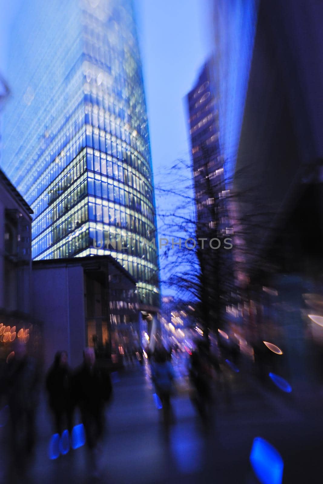 City night with cars motion blurred light in busy street by dotshock