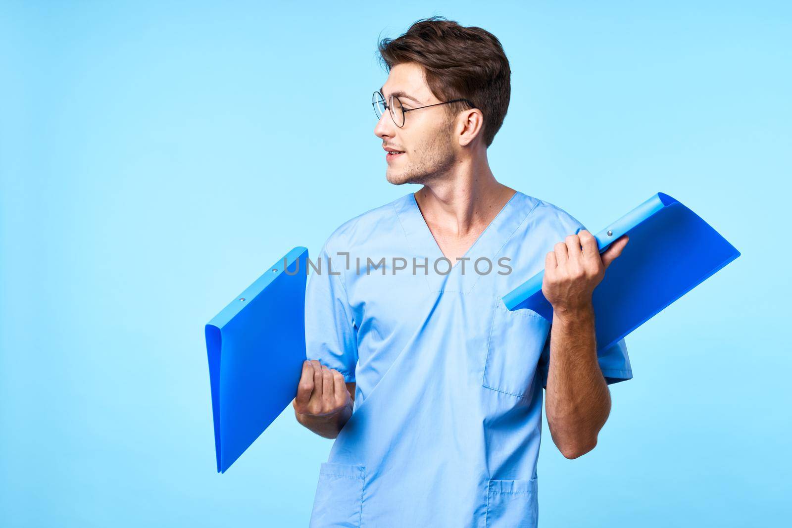 male doctor patient treatment hospital medicine isolated background. High quality photo