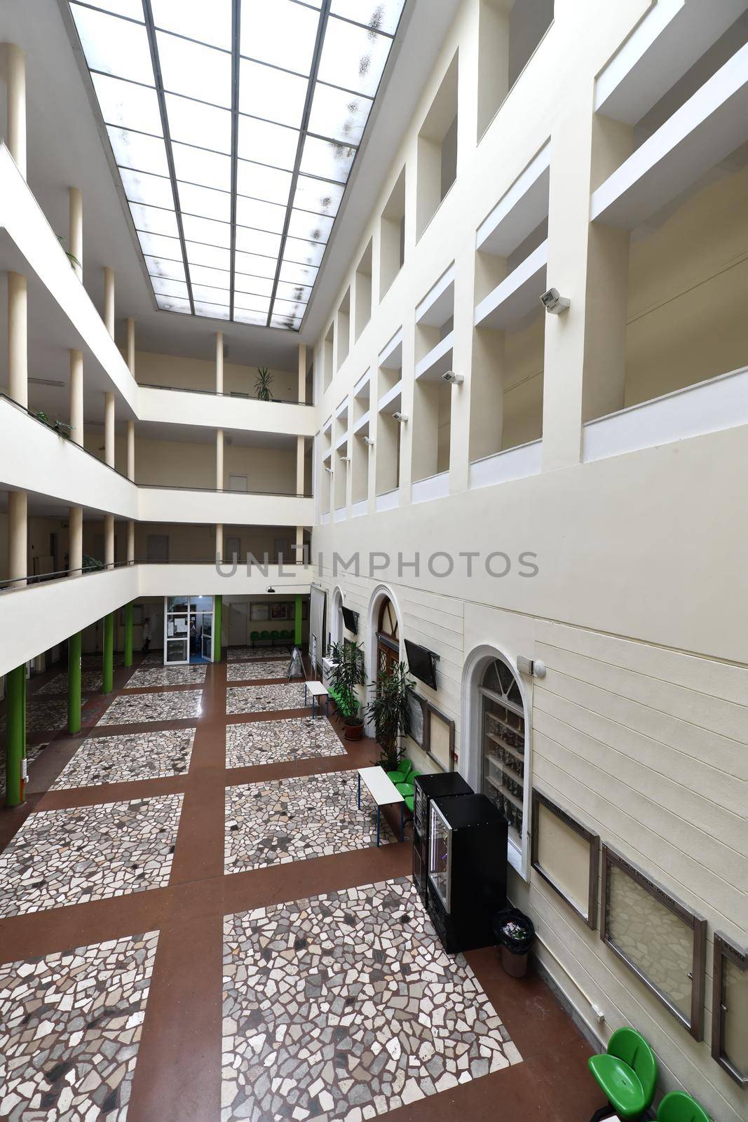 empty university collage school lobby back to school in coronavirus time