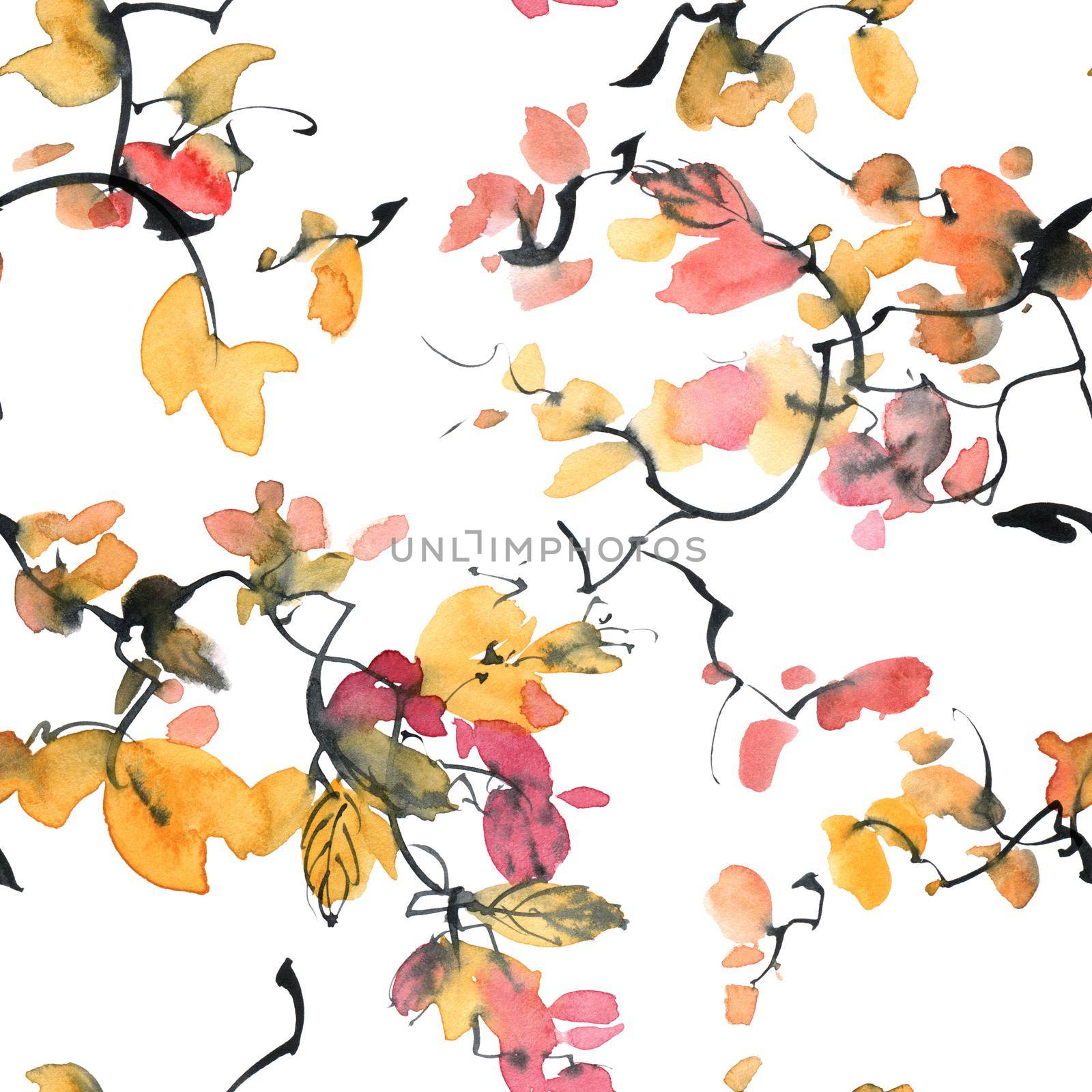 Watercolor foliate pattern by Olatarakanova