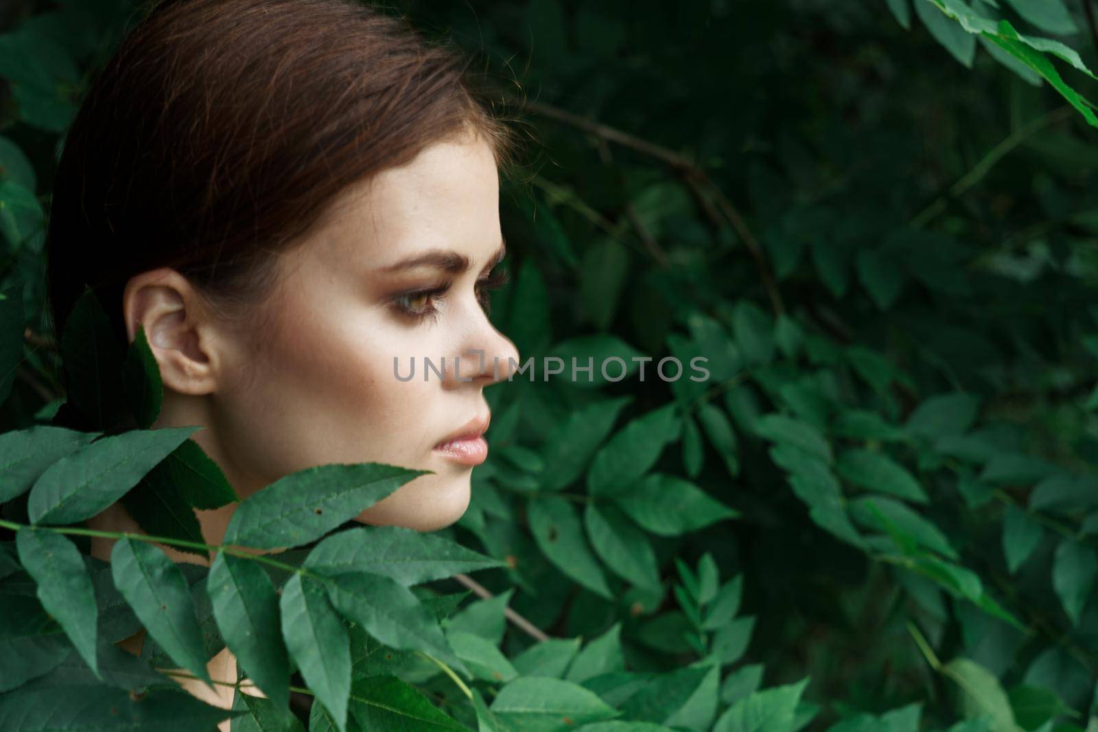 portrait of a woman makeup spa nature fresh air close-up by Vichizh