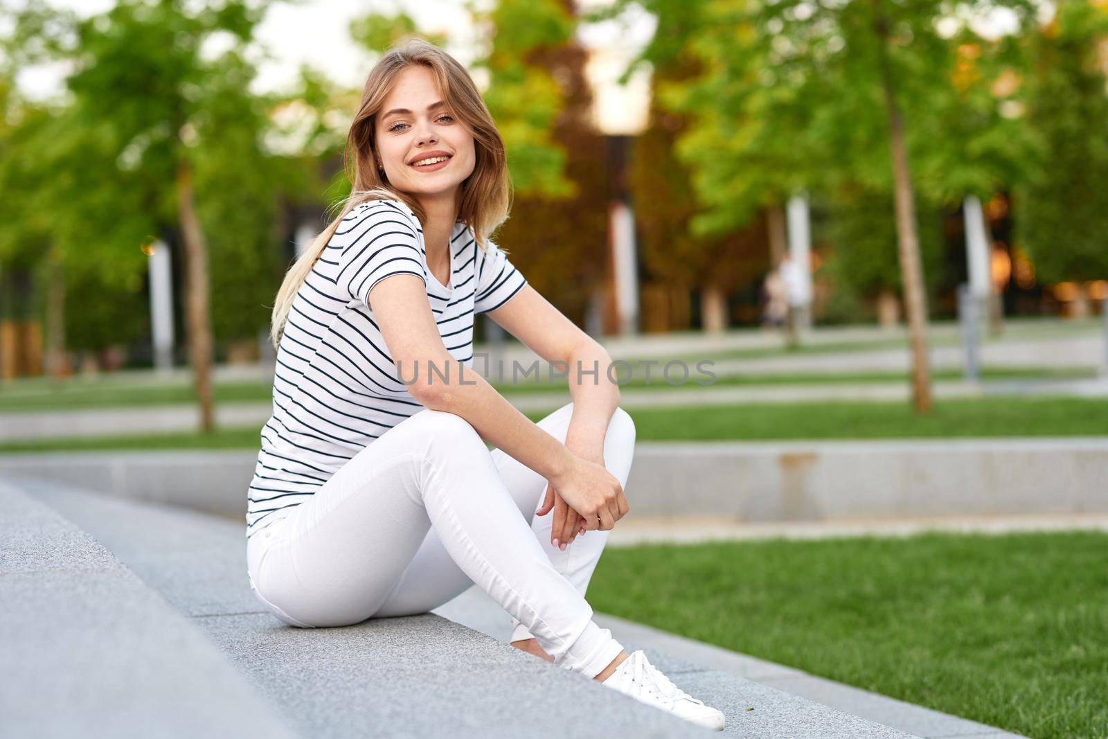 pretty woman outdoors walk fresh air lifestyle. High quality photo