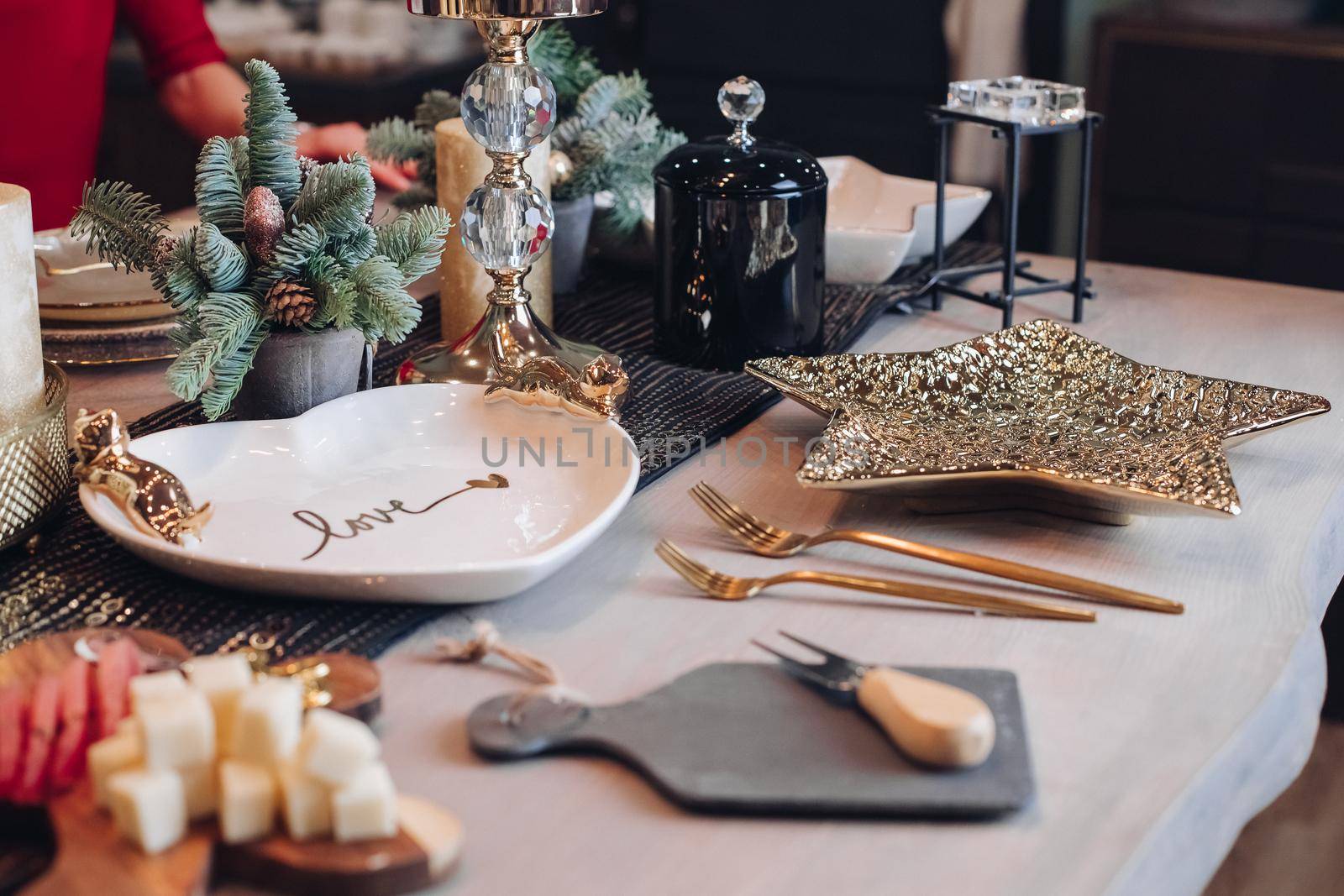 Close up of New Year table decor at home by StudioLucky