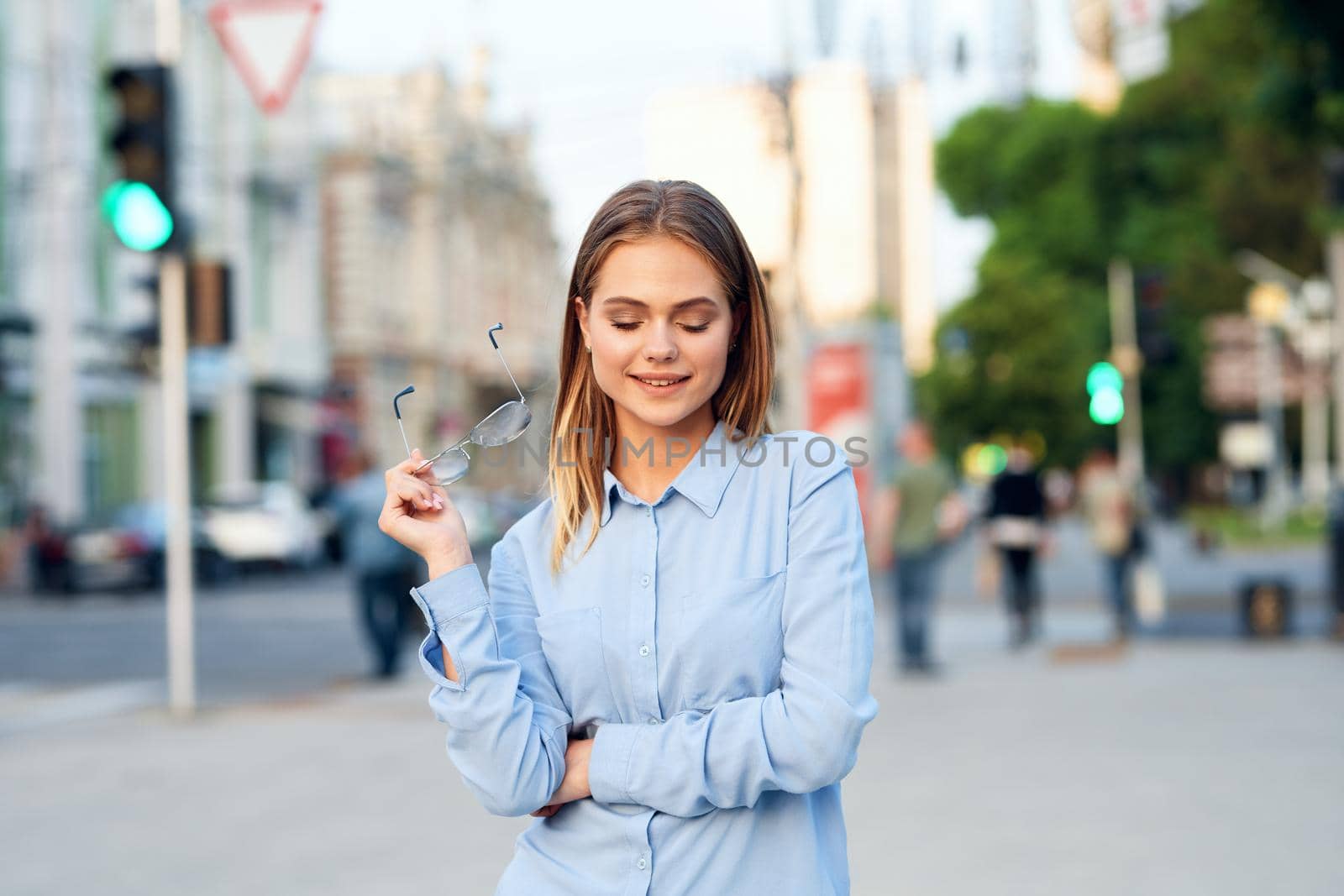 woman outdoors in park city walk leisure. High quality photo