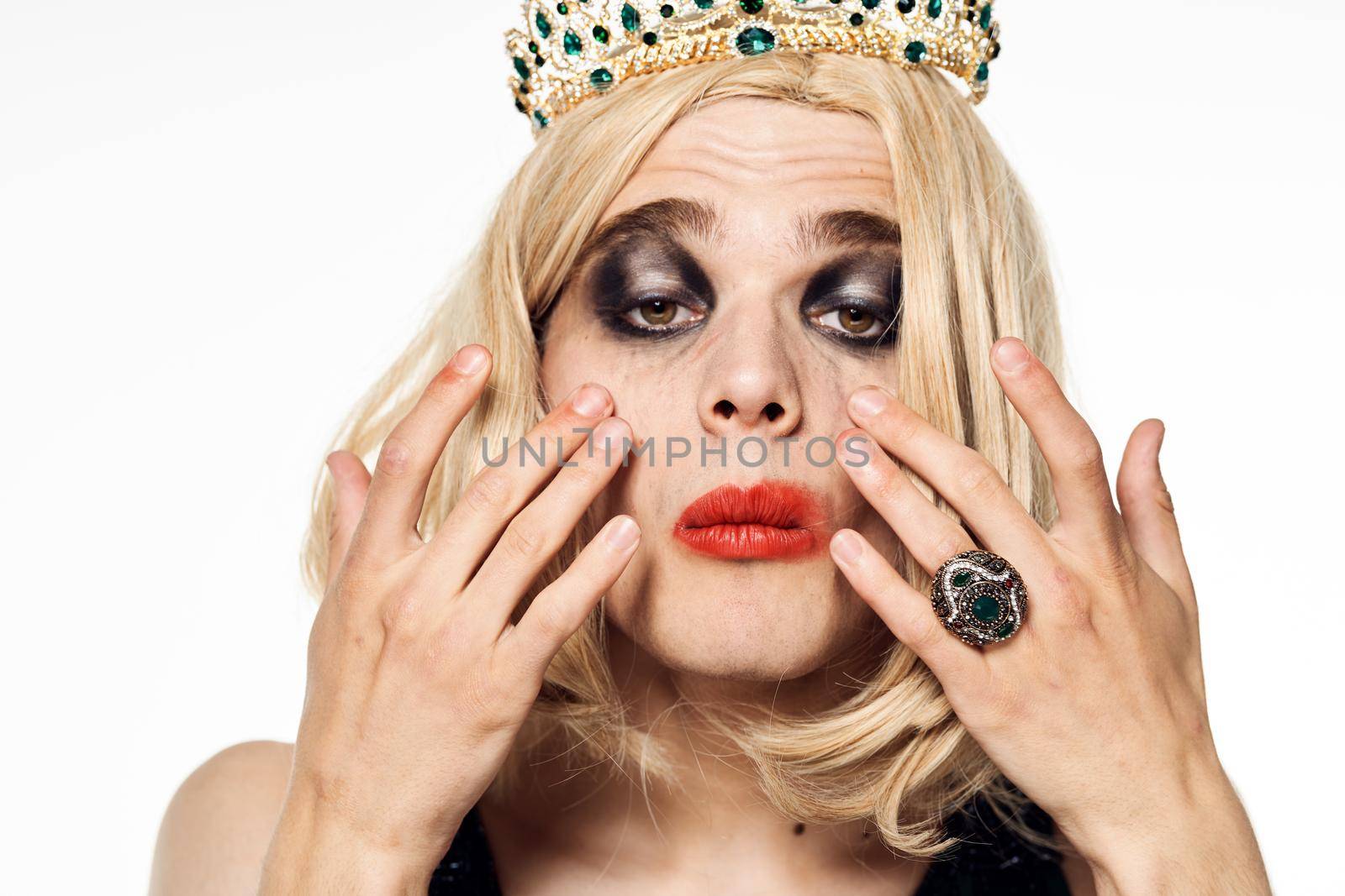 man in womens wig crossdresser makeup lgbt community by Vichizh