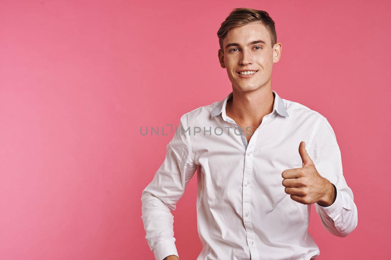businessmen fashion hairstyle hand gestures modern style studio lifestyle. High quality photo