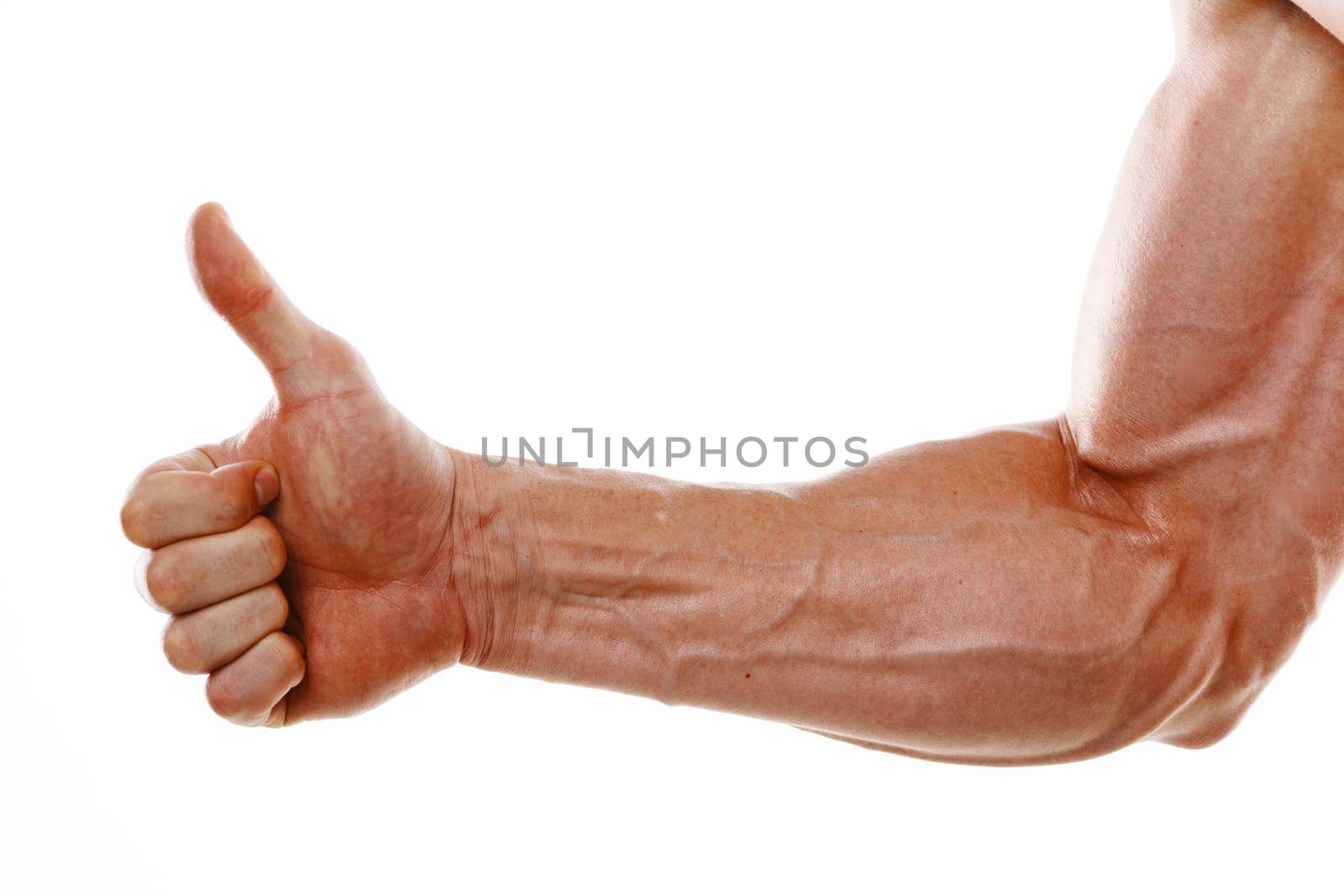 man with a pumped up body muscle closeup workout bodybuilders by Vichizh