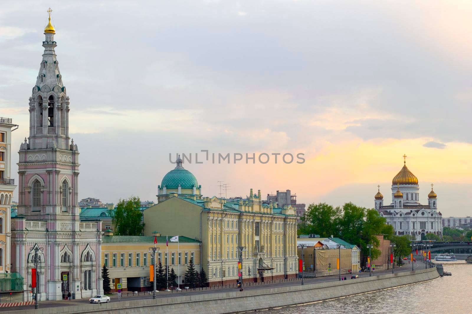 Moscow, Russia - May 03, 2016: Evening embankment of Moscow river. by Laguna781