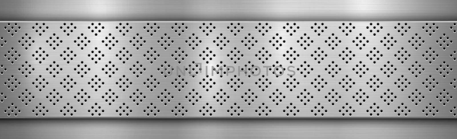 Texture panorama of metal with reflection with perforation by BEMPhoto