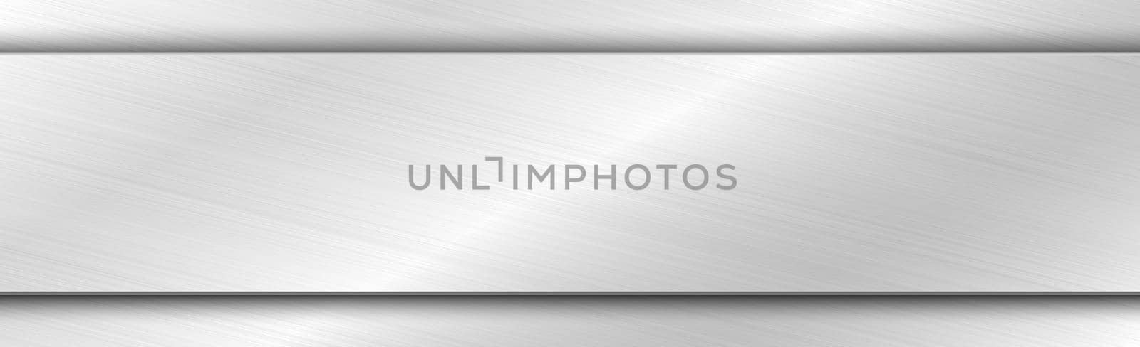 Texture panorama of silver metal with reflection - background