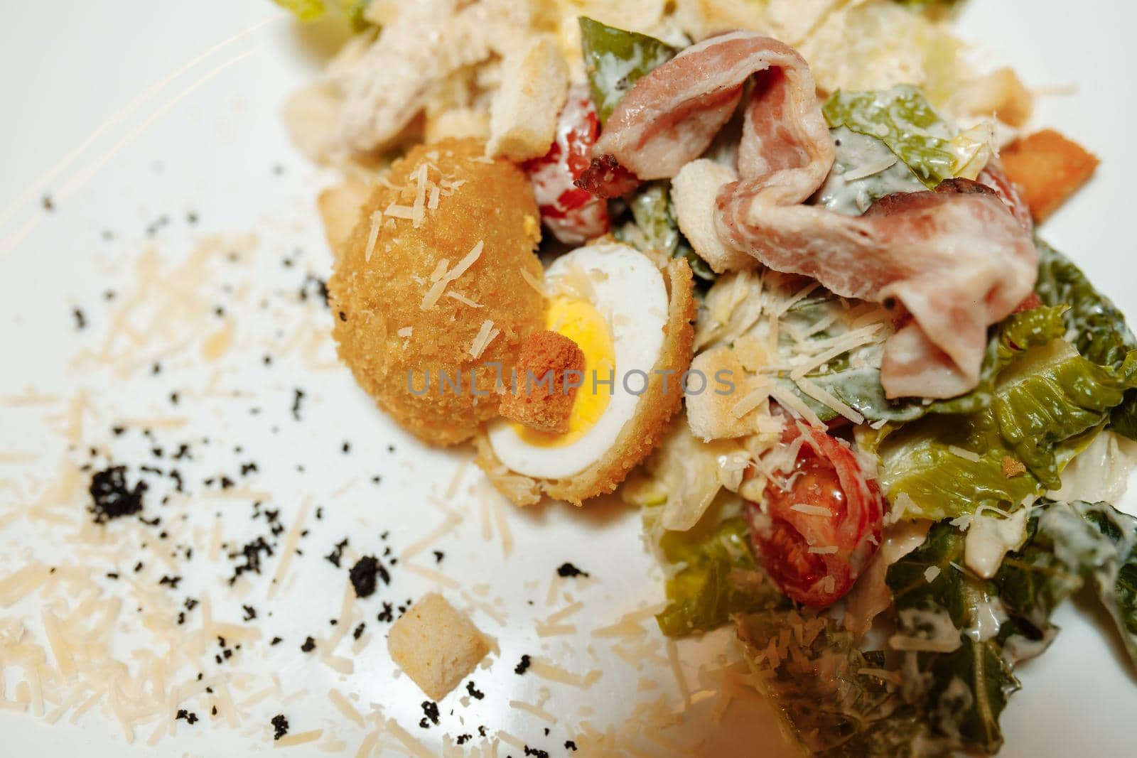 Caesar salad with chicken, cherry tomatoes, lettuce by UcheaD