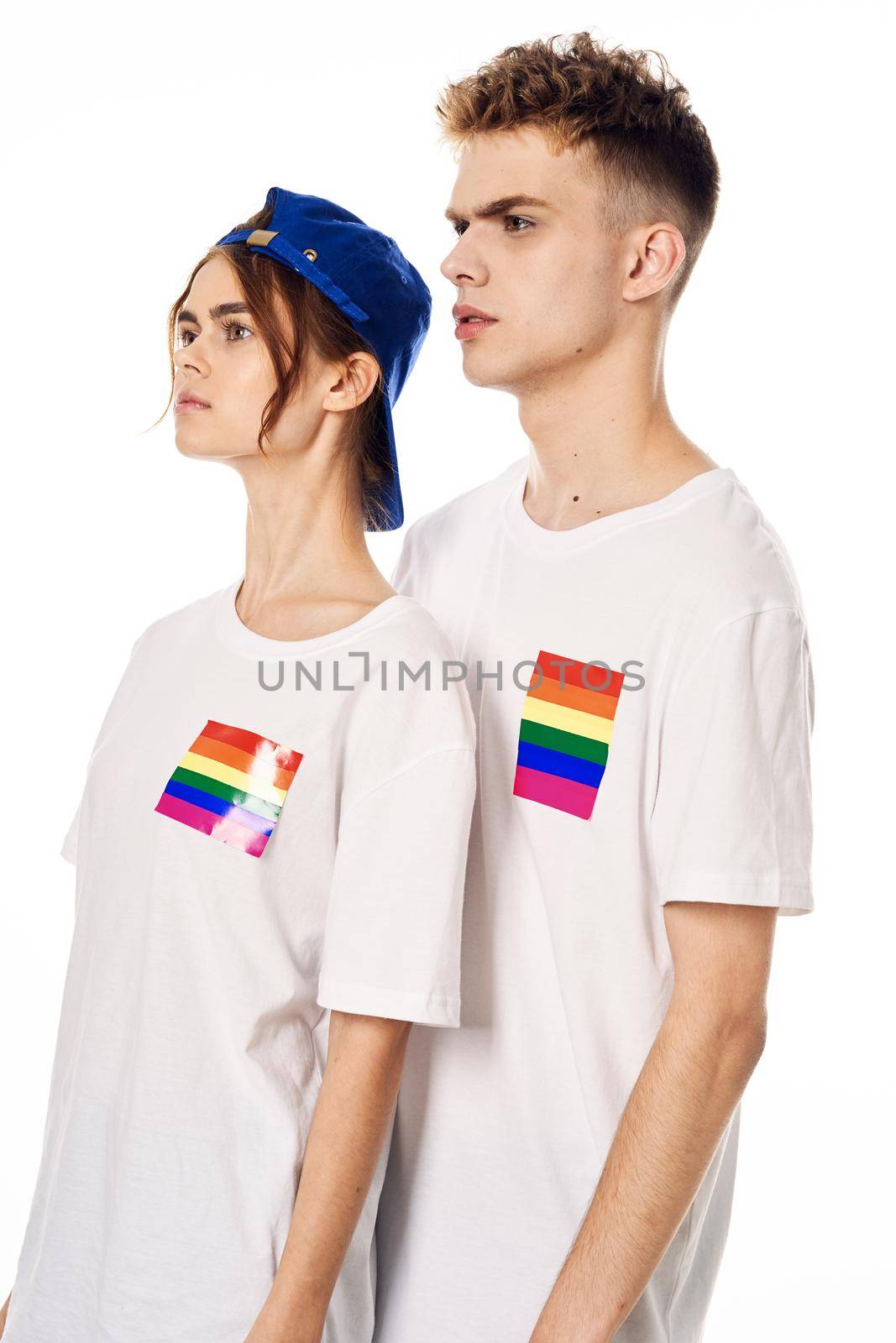 couple Flag lgbt transgender sexual minorities light background. High quality photo