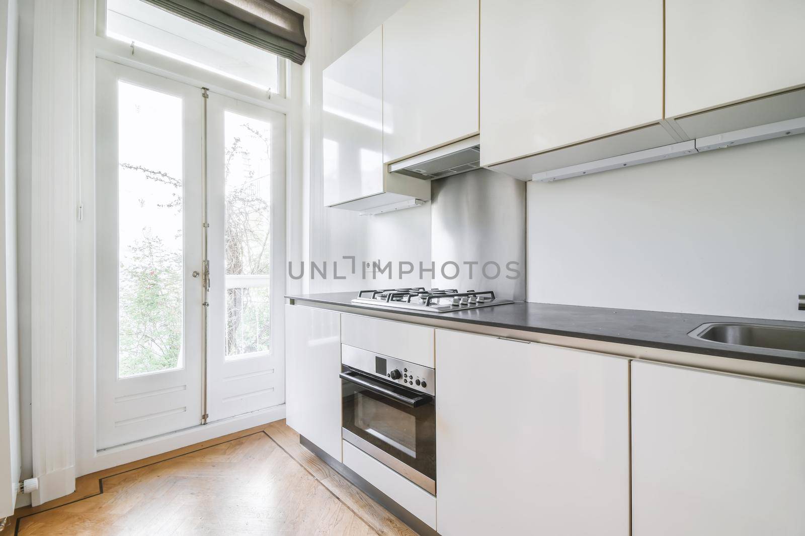 A bright luxury kitchen in an elegant house