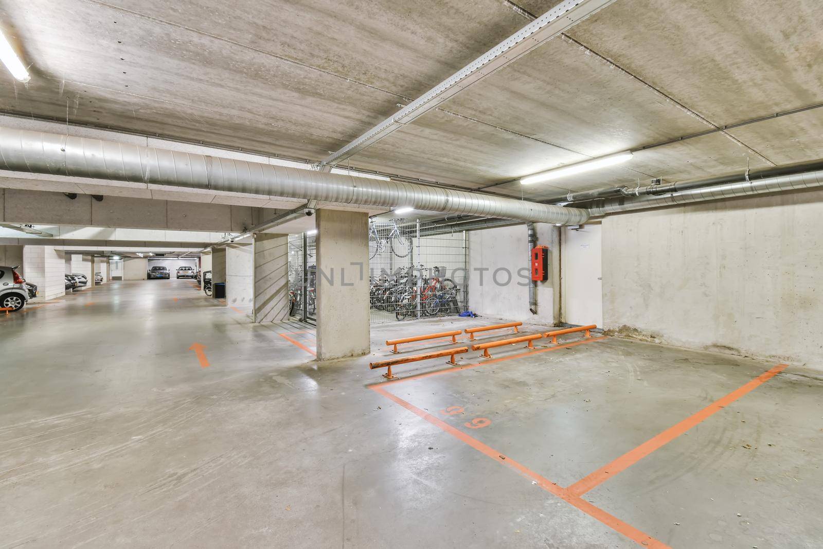 Modern nice looking garage and bicycle parking space