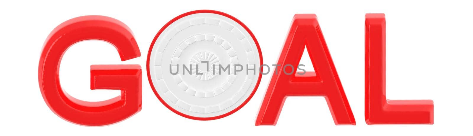 3d goal text in white isolated background - 3d rendering